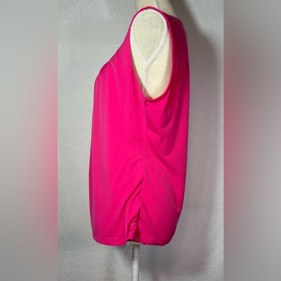 Sunny Leigh Fuchsia Sleeveless Blouse Women’s Size Large Pleated Neckline - Picture 3 of 7